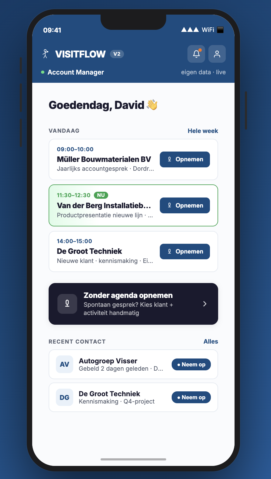 VisitFlow demo screenshot